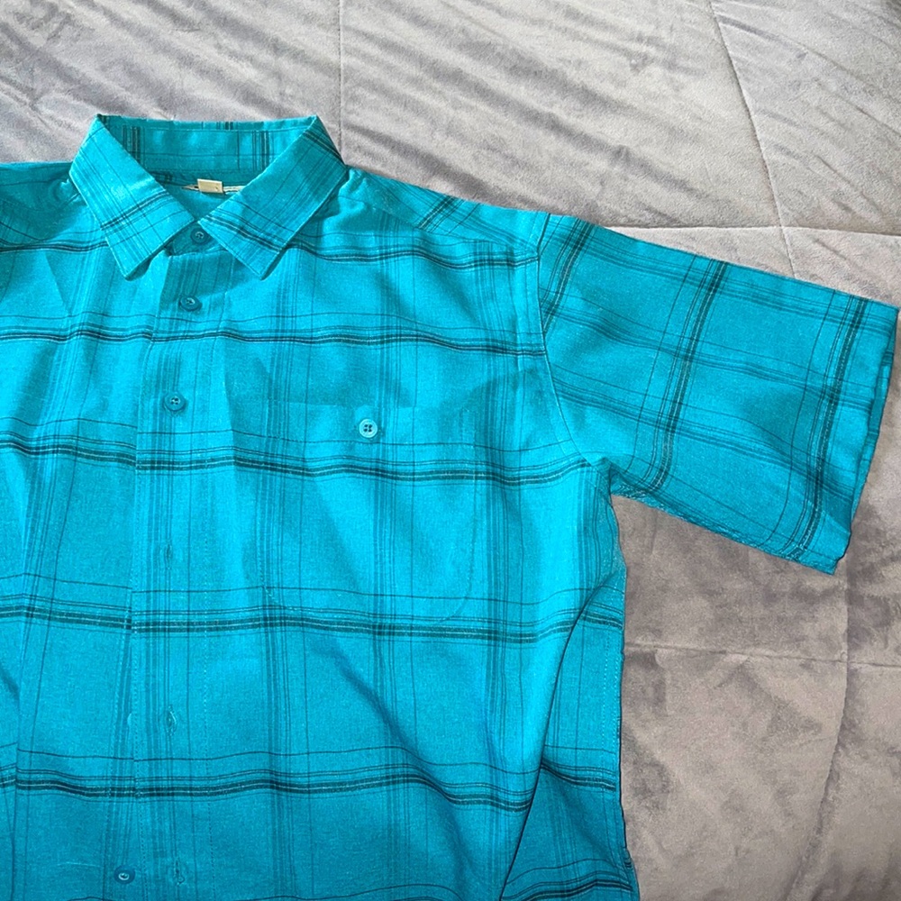 Short Sleeve Blue Button Down